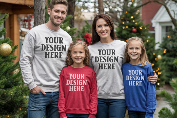 Christmas Family Matching T-Shirt Mockups | Holiday Group