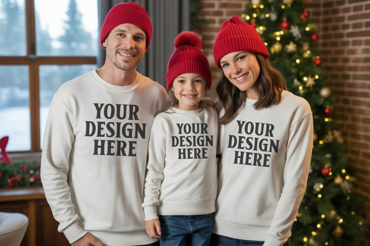 Christmas Family Matching T-Shirt Mockups | Holiday Group
