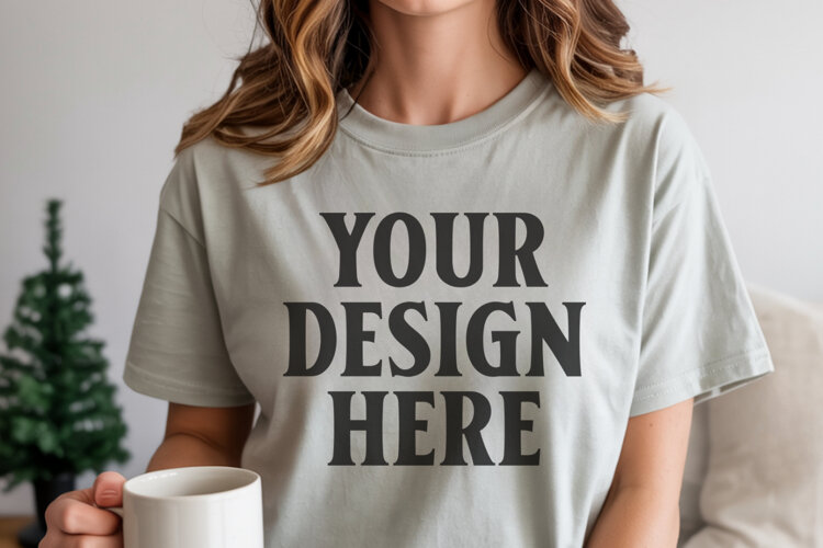 Cumin Comfort Colors 1717 Christmas Shirt Mockup, Cozy example image 1