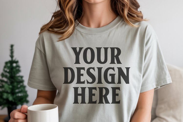 Cumin Comfort Colors 1717 Christmas Shirt Mockup, Cozy
