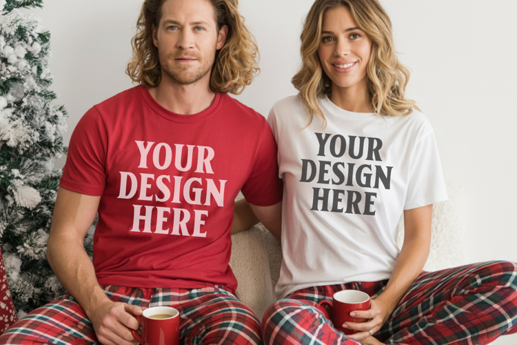 Bella Canvas 3001 Christmas Couple Mockup ,3001 Couple Mock