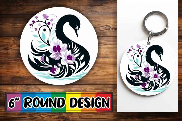 Bright Circle Sublimation Keychain PNG, Flower Animals