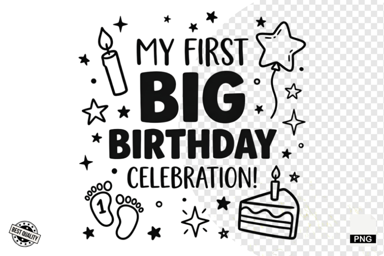 1st Birthday Sublimation PNG - Baby PNG - Birthday PNG example image 1