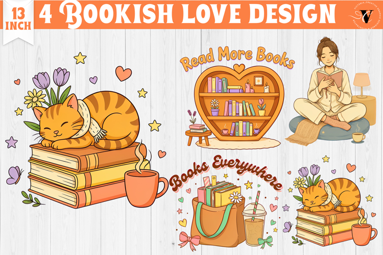 Bookish Sublimation designs | Cute Reading Book Lover png