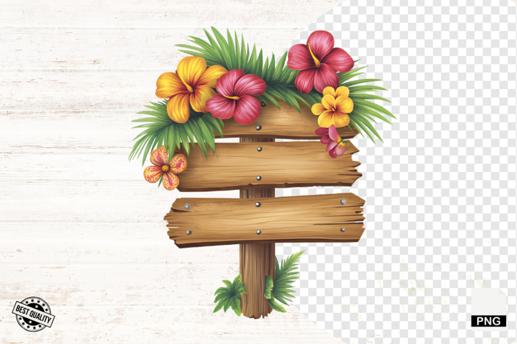Summer Tropical Blank Signs Clipart