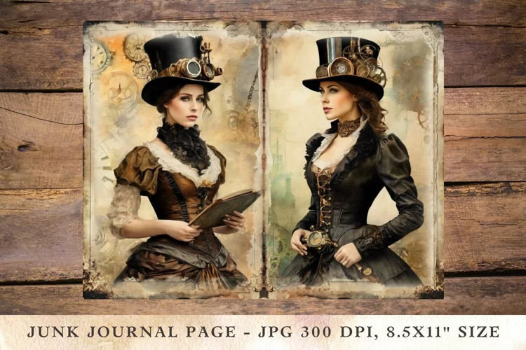 Printable Junk Journal Pages victorian woman girl 11