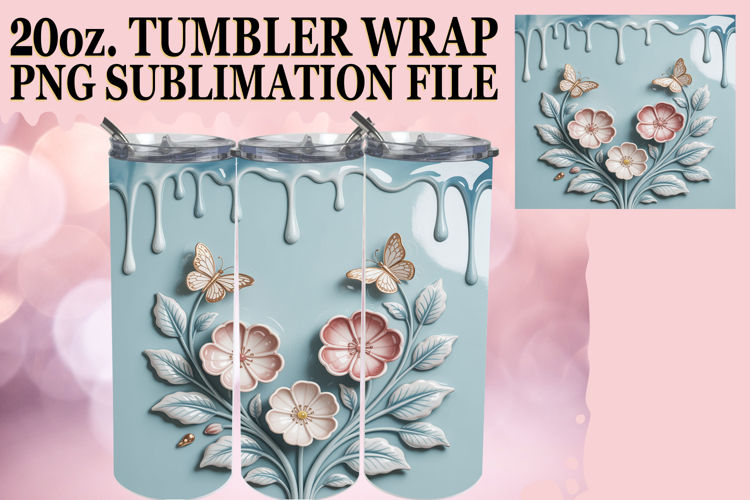 Enchanted vibes 20oz tumbler wrap, 3D Flowers