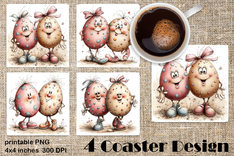 Happy Easter Square Coaster Sublimation. Funny egg