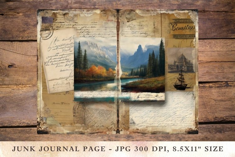 Printable Junk Journal Pages travel postcard 6 example image 1