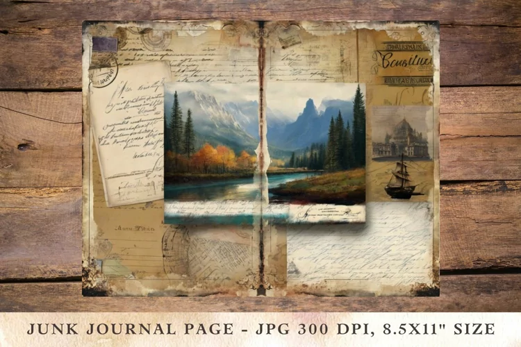 Printable Junk Journal Pages travel postcard 6