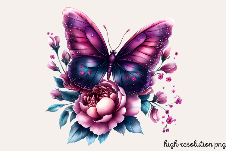 Butterfly Flowers Clipart PNG