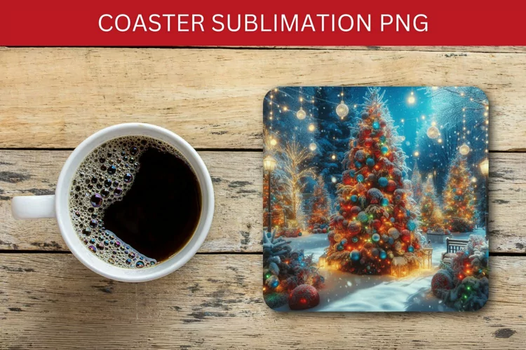 square coaster - christmas tree