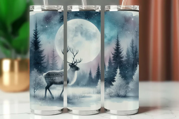Tumbler Wrap 20 oz - deer in the forest