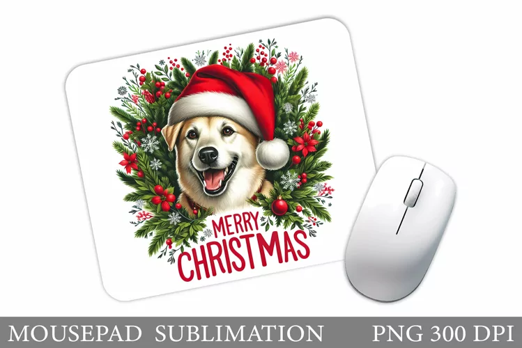 Cute Dog Mouse Pad Design. Christmas Mouse Pad Sublimation