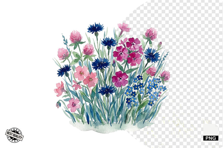 Watercolor Moonlit Meadow Clipart example image 1