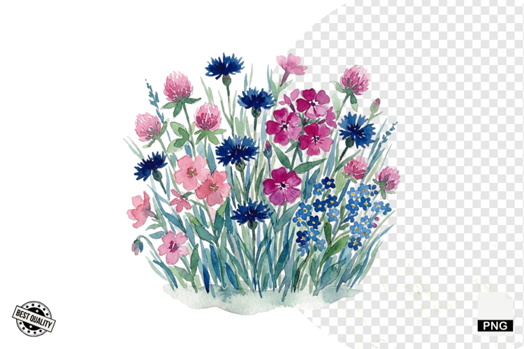 Watercolor Moonlit Meadow Clipart