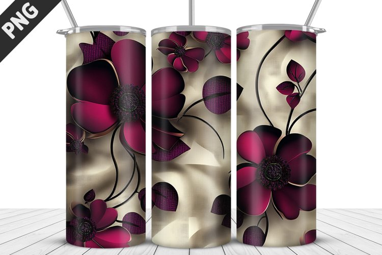 3D Daisy Flowers 20oz Tumbler Wrap | Sublimation Design