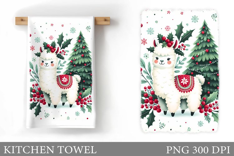 Christmas Lama Kitchen Towel. Christmas Kitchen Towel Design example image 1