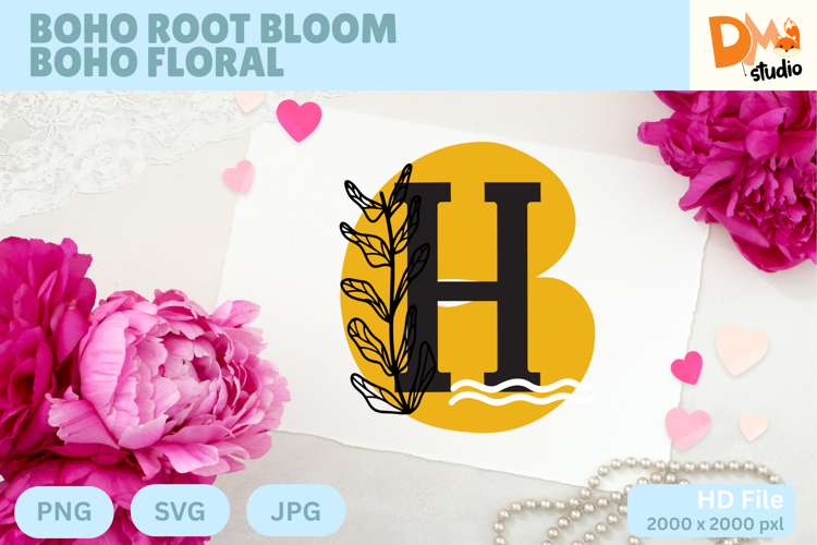 Boho Root Bloom Boho Floral Monogram