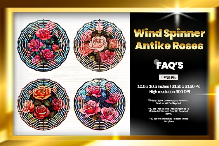 Antike Roses Wind Spinner Sublimation - 04 Variations example image 1