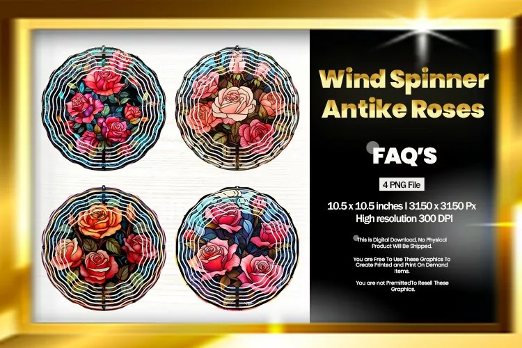 Antike Roses Wind Spinner Sublimation - 04 Variations