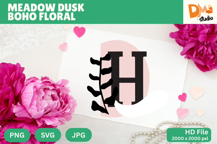 Meadow Dusk Boho Floral Monogram
