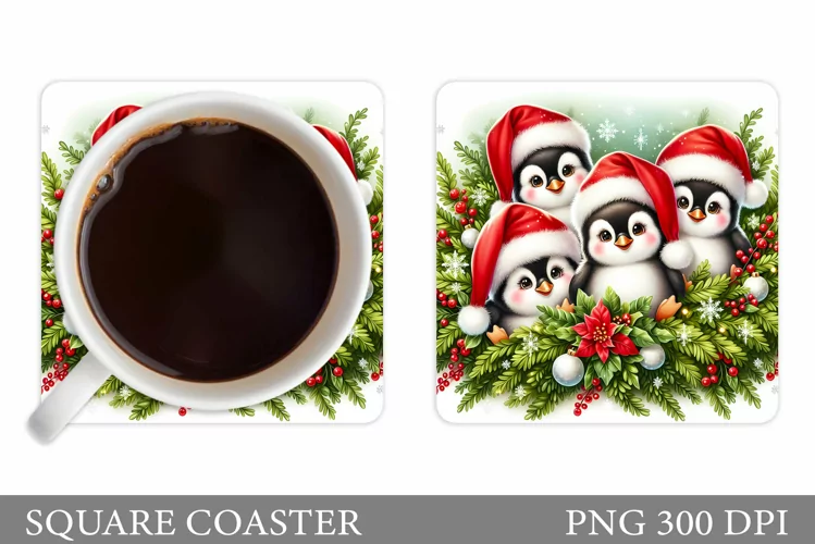 Cute Penguin Coaster Design. Cute Penguin Sublimation