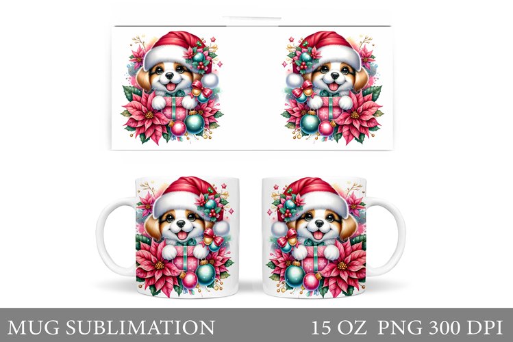 Christmas Dog Mug Design. Christmas Mug Sublimation