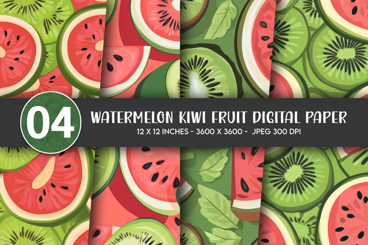 Watermelon Kiwi Fruit Digital Paper