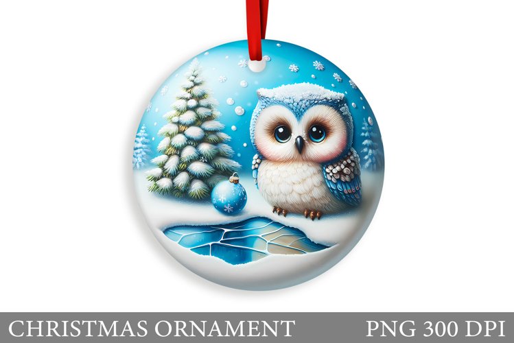 Cute Owl Christmas Ornament. Christmas Owl Sublimation