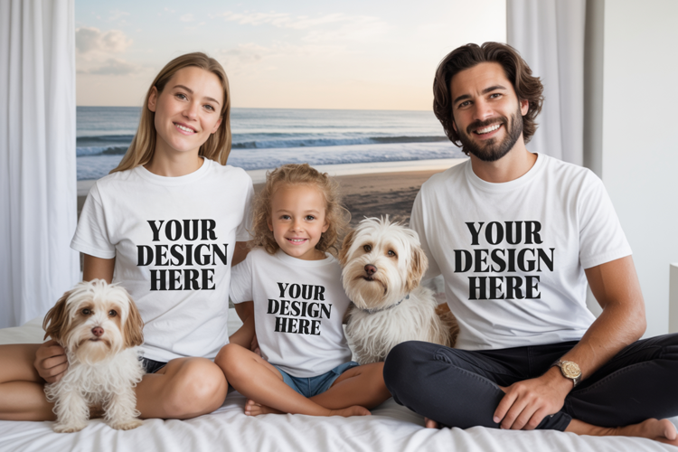 Bella Canvas 3001 Family Group Mockup | Matching T-Shirt Fla