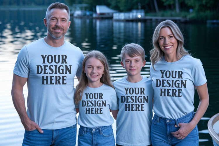 Bella Canvas 3001 Family Group T-Shirt Mockup