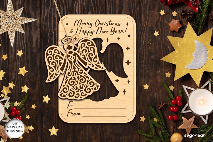Christmas Card Angel Ornament Laser Cut | Glowforge | SVG