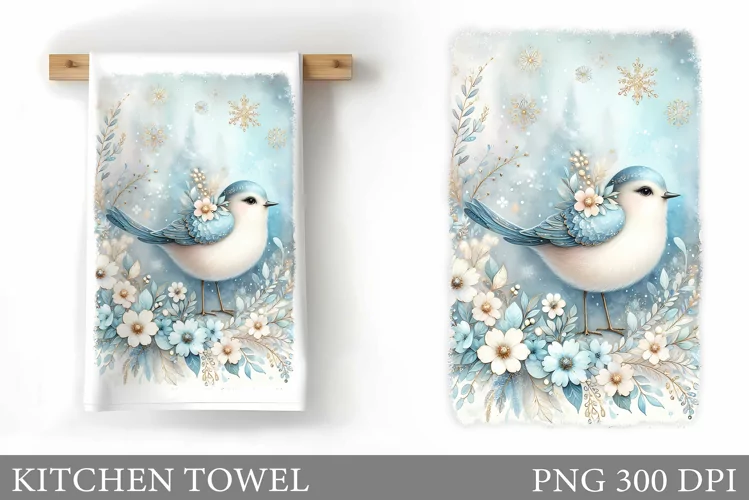 Christmas Bird Kitchen Towel. Christmas Kitchen Towel Design