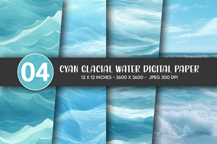 Cyan Glacial Water Digital Paper example image 1