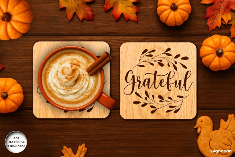 Thanksgiving Coaster Laser Cut | Drink Coaster | SVG