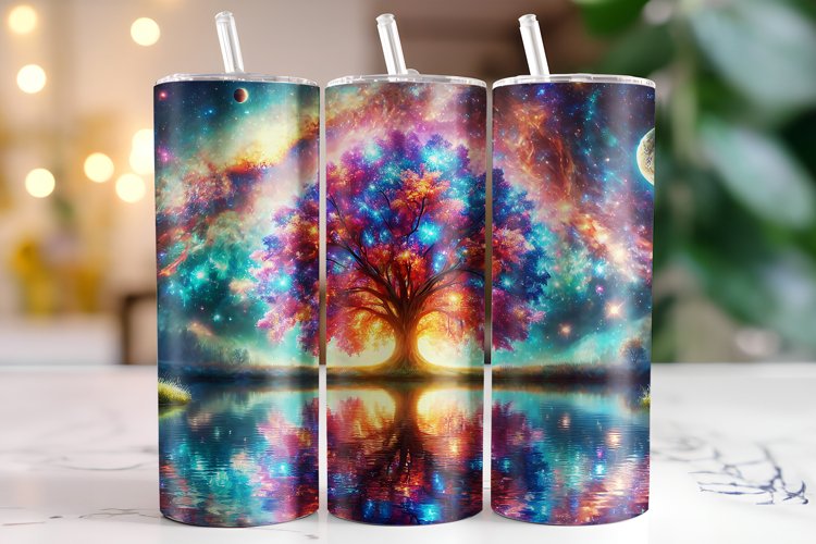 Tree & Galaxies Tumbler Wrap | Sublimation example image 1