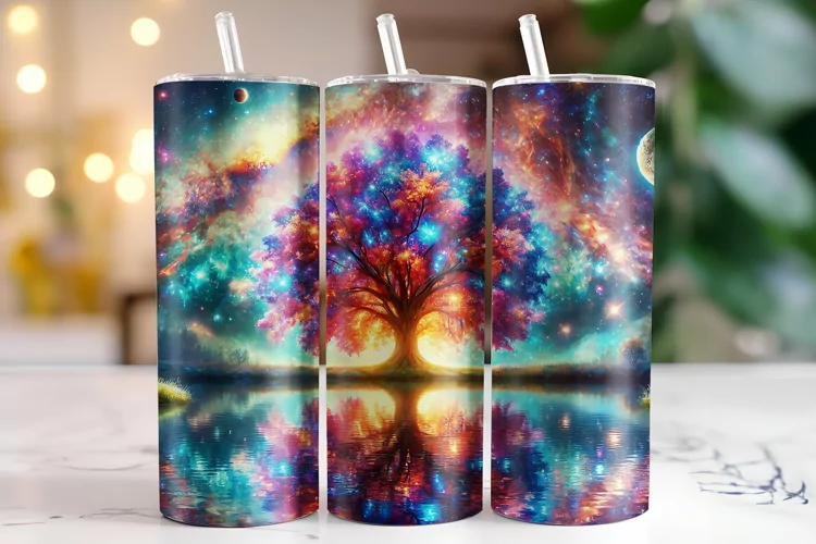 Tree & Galaxies Tumbler Wrap | Sublimation