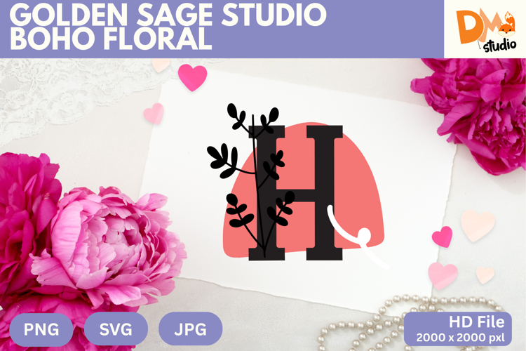 Golden Sage Studio Boho Floral Monogram