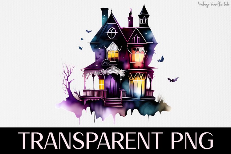 Haunted House - Transparent PNG Halloween Clipart Graphic example image 1