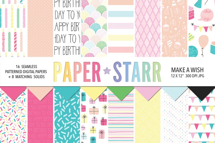 Birthday Party Seamless Digital Paper Set (731111) Patterns Design