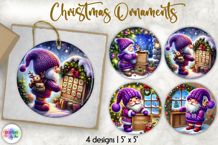 Christmas Ornament Sublimation, Cute Nordic Gnome Ornament