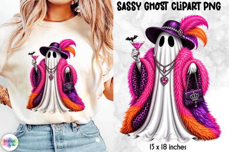 Diva Ghost PNG Glam Halloween Fashion Clipart