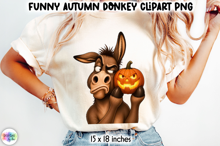 Funny Donkey Holding Jack O Lantern Halloween PNG