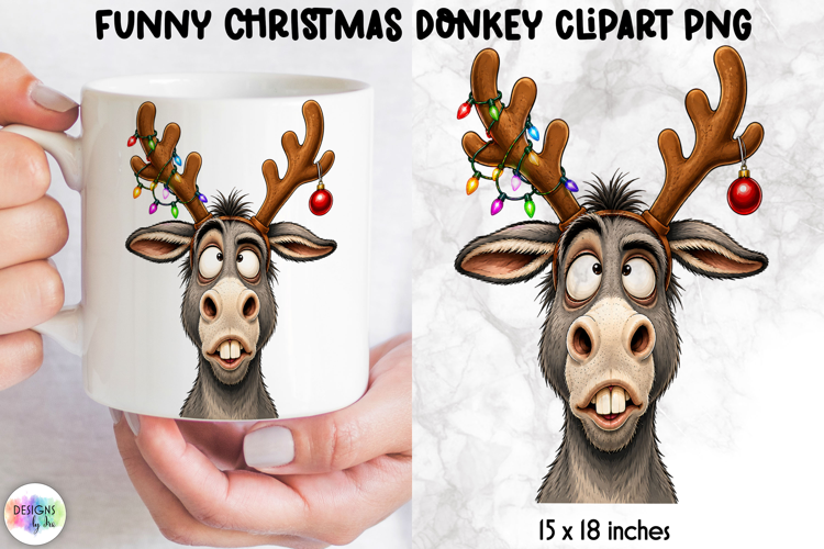 Reindeer Donkey PNG, Funny Christmas Animal Clipart
