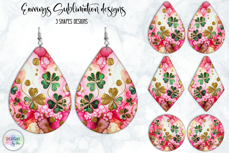 St. Patrick’s Day Earrings Sublimation, Lucky Clover Art