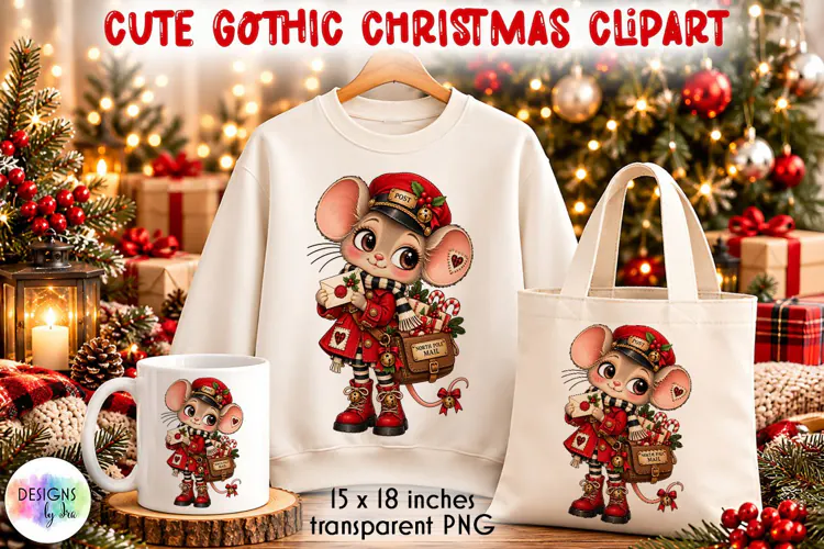 Gothic Christmas Mouse Postman PNG Clipart