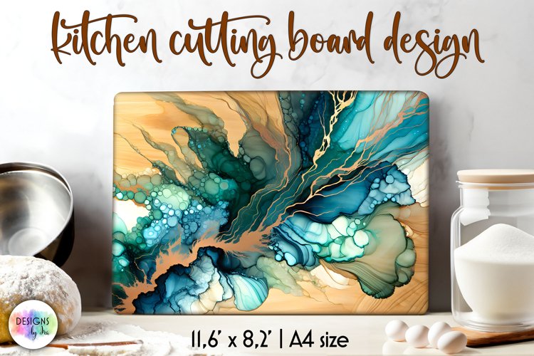 Abstract Cutting Board, Alcohol Ink Wooden Cutting Board