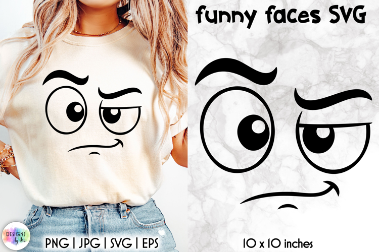Funny Smiley Face SVG, Sarcastic Cartoon Face Expression PNG