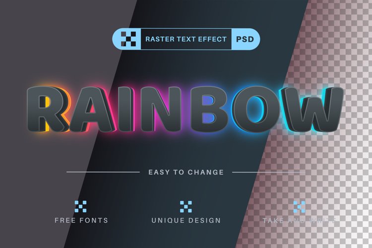 Rainbow Glow - Editable Text Effect, Font Style
